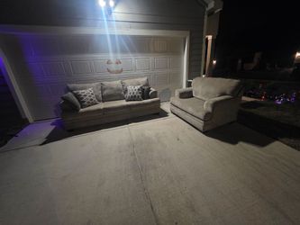 Gray Fabric Sofa and Oversized Chair Set