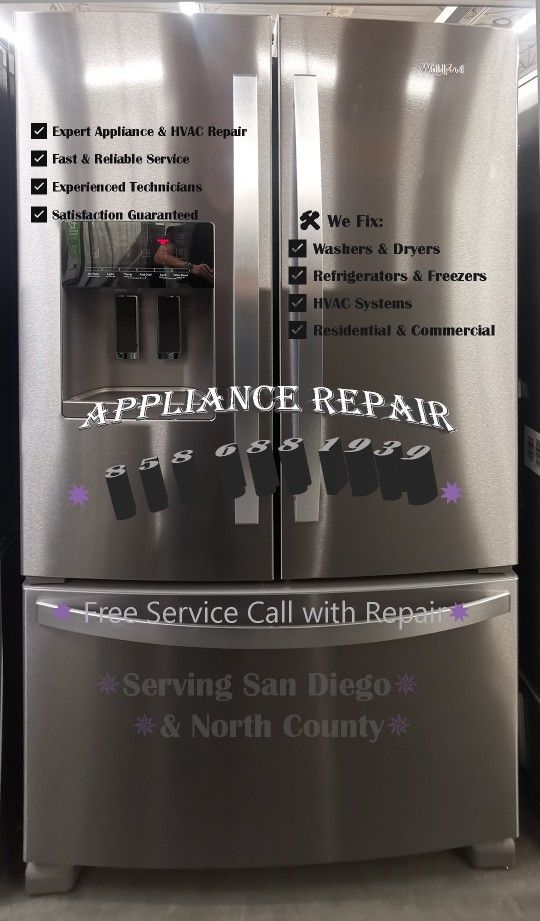 Refrigerator, Washer, Dryer, Heating, AC, HVAC and Appliance Repair