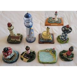 Heritage Lighthouse Display Resin Collectible Tabletop Beach Nautical Decoration Figurine - Set of 9