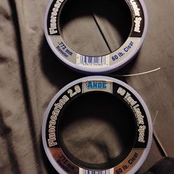2 New Spools ANDE Flourocarbon 2.0   .88mm  80 lb. Clear Leader Spool