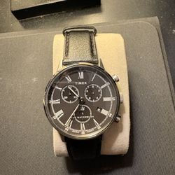 Timex Men's Waterbury Classic Chrono 40mm Stainless Steel Quartz Dress Watch with Leather Strap