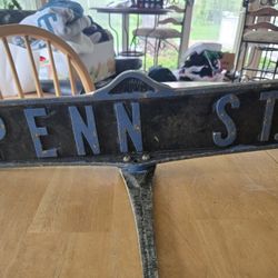 Vintage Cast Iron Penn St. Sign