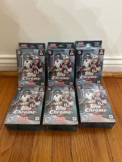 2025 Topps NFL Chrome Football Trading Card Hanger Box LOT OF 6
