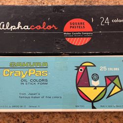 Vintage Art Supplies  Sakura Cray.Pas Oil Colors in Stick Form and  Alphacolor  Square Pastels in great condition  