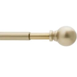 StyleWell 48 in. - 84 in. Telescoping 5/8 in. Single Curtain Rod Kit in Champagne Gold with Ball Finials