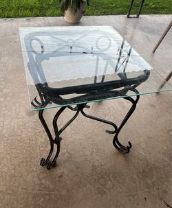 Wrought Iron Glass Top Side Table