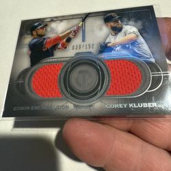 2019 Topps Tribute Edwin Encarnación Cory Kluber Double Jersey/150. 