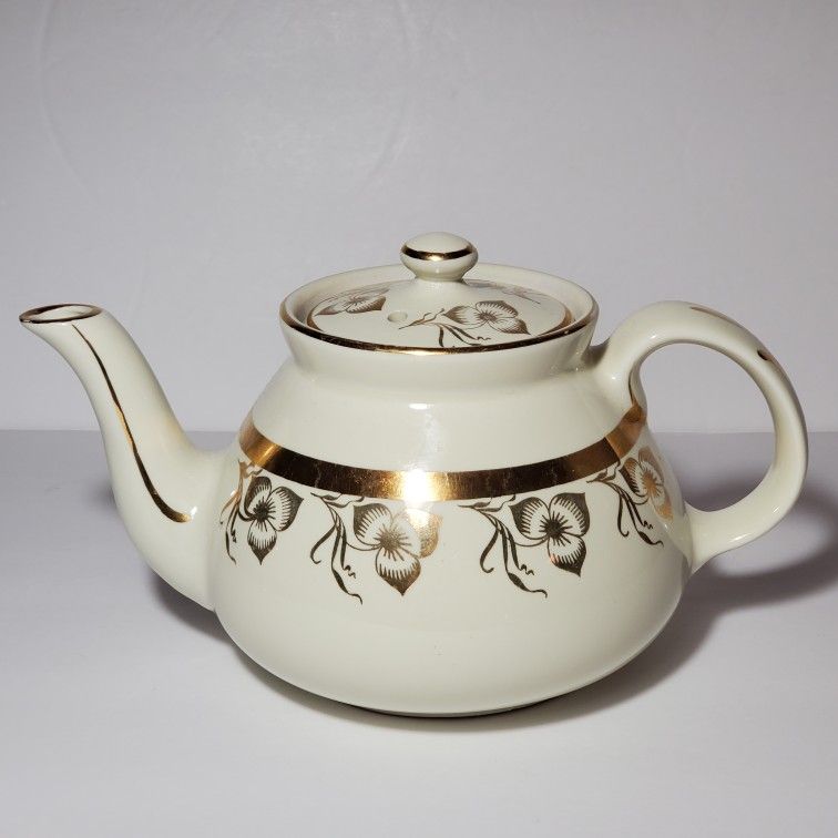 Hall Teapot Gold Flowers **Chipped**