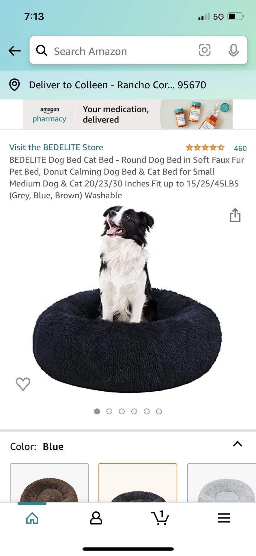 Brand New 30x30 Blue Dog Bed