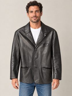 Andrew Marc New York Men’s Black Genuine Leather Blazer – Size L