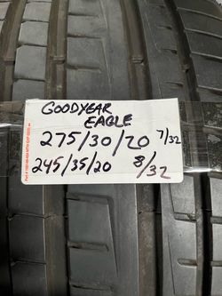 Full set of GOODYEAR EAGLE RUN-FLAT TIRES fronts:245/35/20, 7/32s rears:275/30/20, 8/32s for BMW/MBZ
