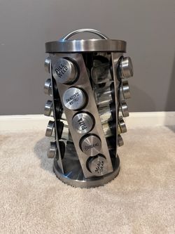 Stainless Steel Rotating Spice Rack with Jars