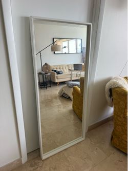 Large white Framed Rectangular Mirror — 148 cm x 64 cm