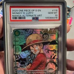 2025 One Piece CARRYING ON HIS WILL EN Monkey D. Luffy Manga Alt Art #118 PSA 10