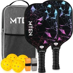 MTEN USAPA Approved Fiberglass Surface Pickleball Paddles Set Unisex New MT-01
