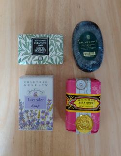 4 sealed bars of soap: Bee &Flower, Crab Tree, Garden Botanica