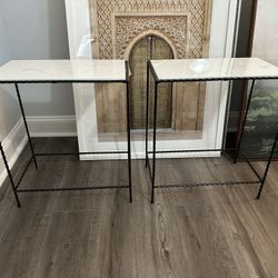Marble And Iron Side Tables 