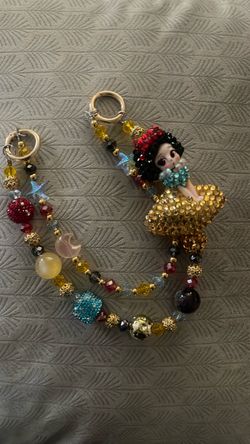 Snow White Beaded Charm Bracelet or Bag Chain