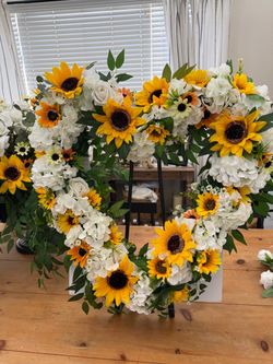 Large flower heart funeral or wedding
