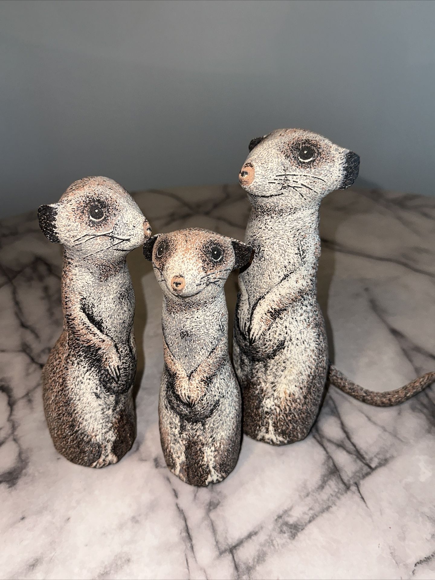 3 VINTAGE 1987 Smithsonian Meerkat Family Plush Stuffed Animals Ferret Cunniff