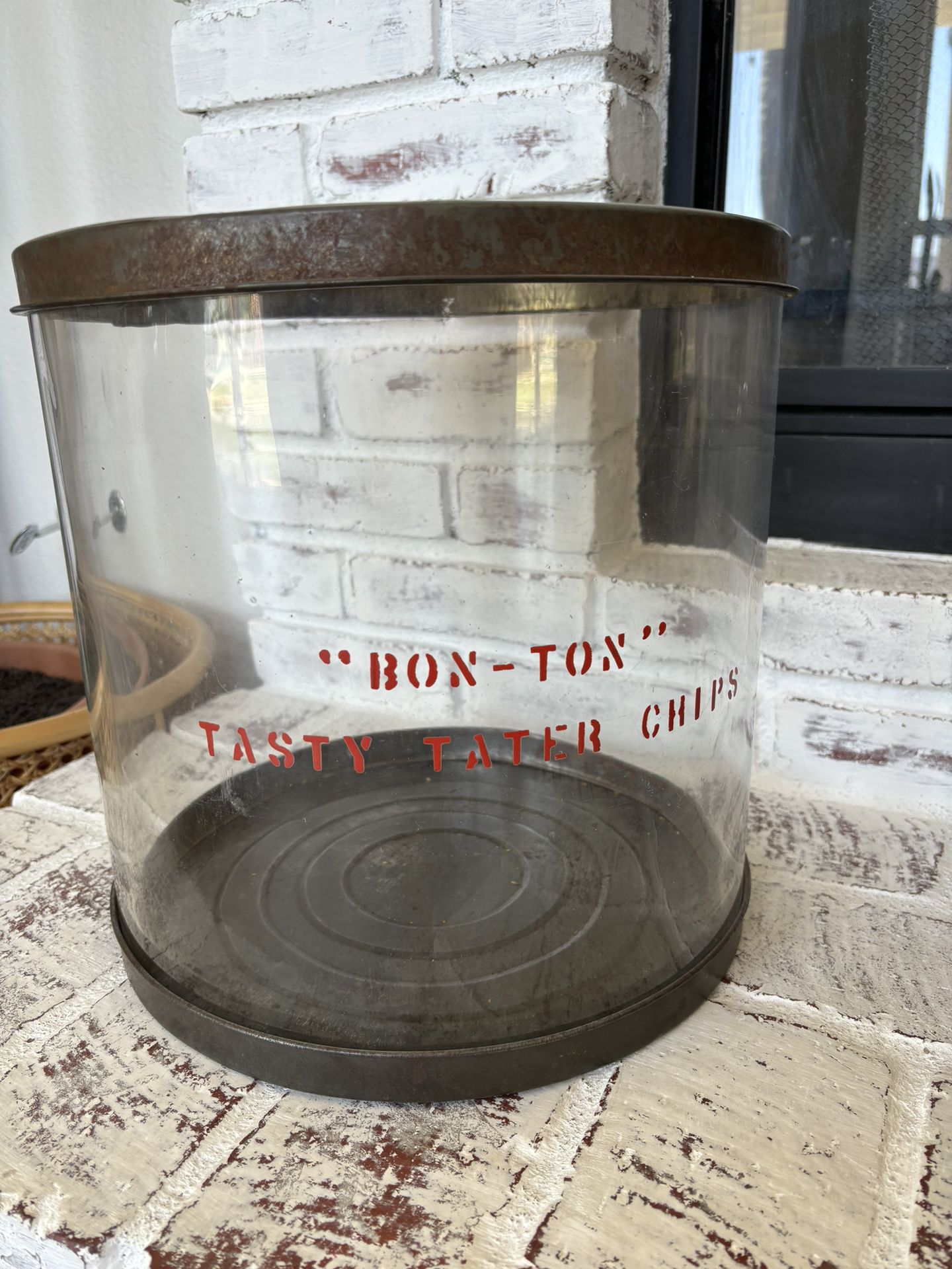 Antique Glass “Bon-Ton” Tasty Tater Chip Display -very Rare