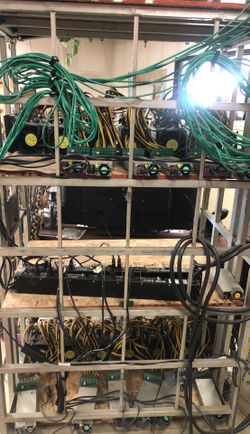 Rack of 12 bitcoin miners