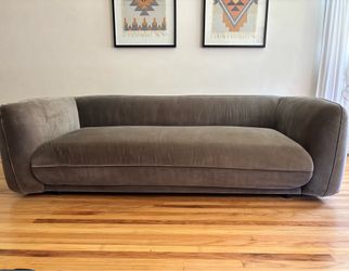 CB2  Valmar Grey Velvet Sofa OBO OBO
