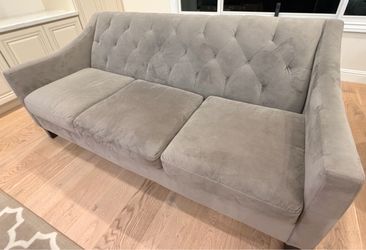 Macy’s Gray Velvet Tufted Sofa 72”