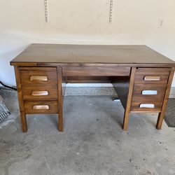 Mid-Century Modern Wooden Office Desk 