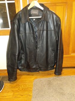 100% Black Leather Coat