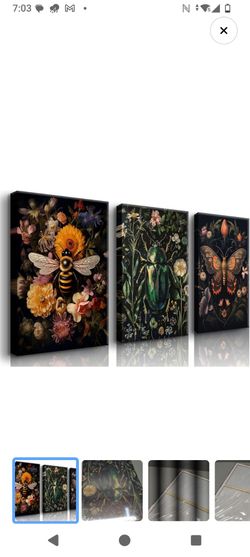 3 piece art work 16 x 24" butterfly/bee