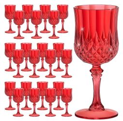HTTBEIZI 7OZ Plastic Wine Glasses, Reusable Vintage Goblets Unbreakable Drinking Glasses Crystal Water Cups Champagne For Wedding, Parties, Mother's D