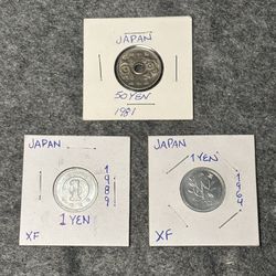 Lot Of Three (3) Japanese Coins 