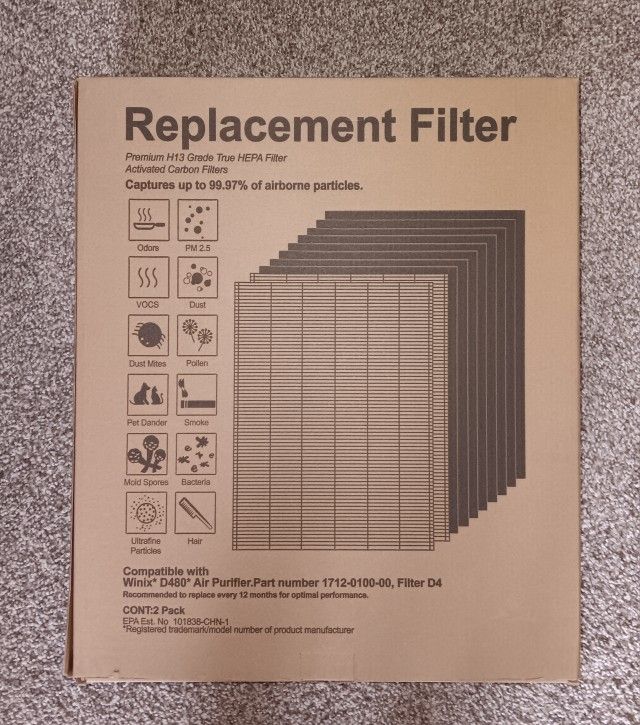 New 2 Pack Premium H13 True HEPA Filter 8 Carbon Filters - See Below