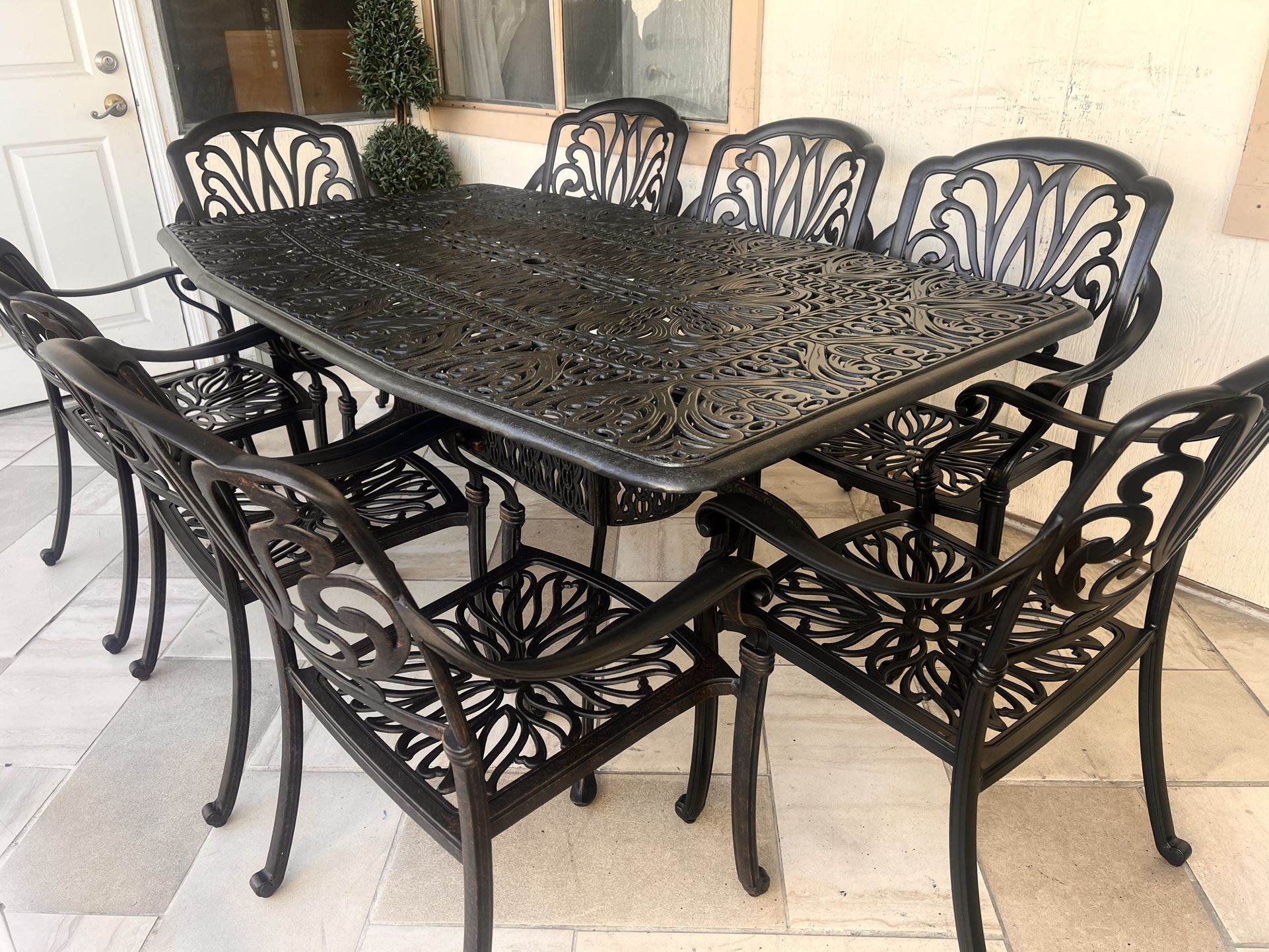 9pc Darlee Elizabeth Cast Aluminum Outdoor Patio Dining Table Set
