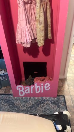 Barbie-Themed Pink Wooden Wardrobe Display