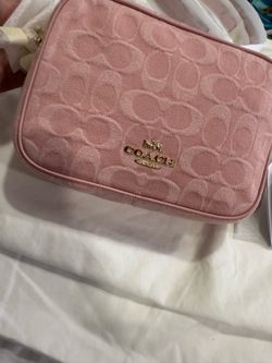Coach pink denim mini carey