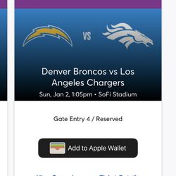 Chargers VS Broncos At SOFI Stadium (2 Seats)