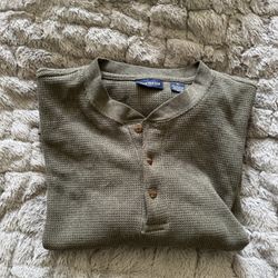 Van Heusen Green Crewneck Sweater Waffle Knit XL