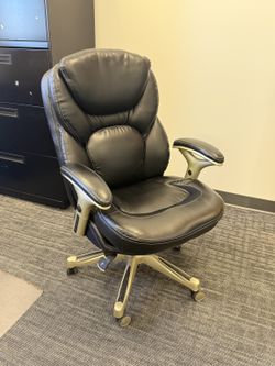 Serta Claremont Leather Executive Office Chair - Silver/Black