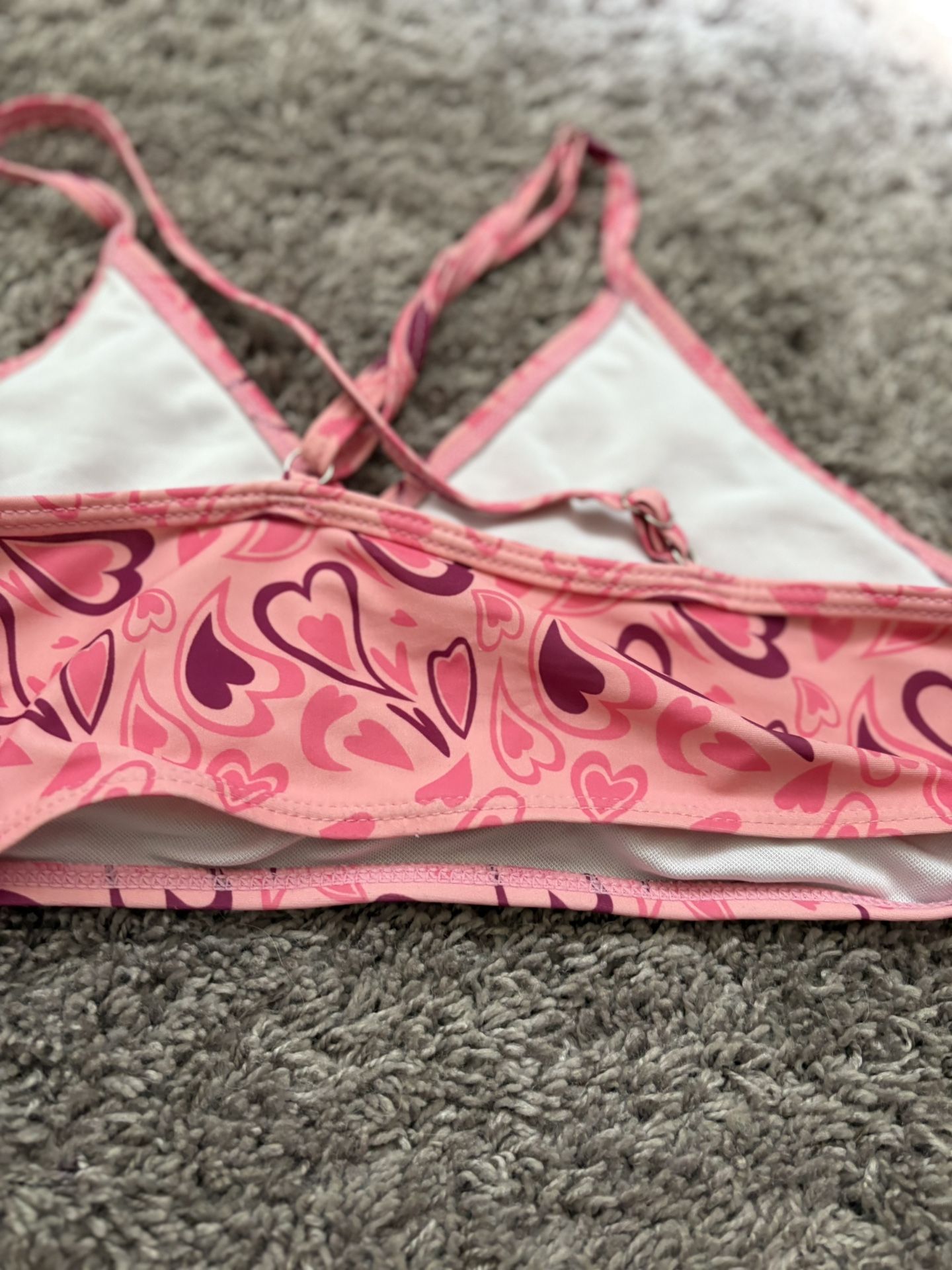 Kids size pink heart bathing suit