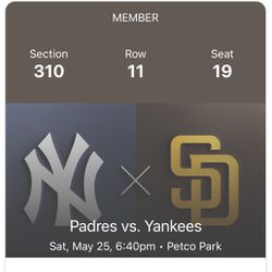 Yankees vs. Padres Saturday 4 Tickets