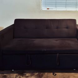 Navy Blue Suede Love Seat With Underbed $ 100