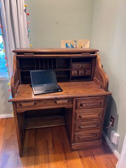 Solid oak roll top desk