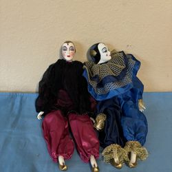 2 Porcelain Clown Dolls