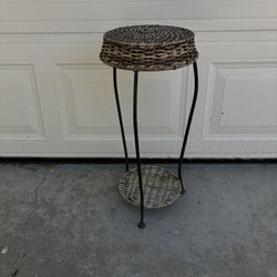 Metal & Wicker Plant Stand
