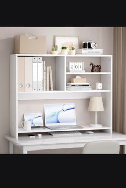 White Desk Storage Shelf / Desktop
Organizer Hutch/ Bookshelf for Desk