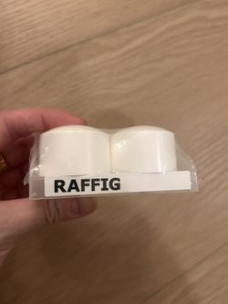 IKEA RAFFIG Curtain Rod Finials - White, 1 Pair (New in Package)