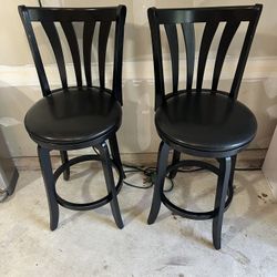 Pair Of Black Swivel Bar Stools