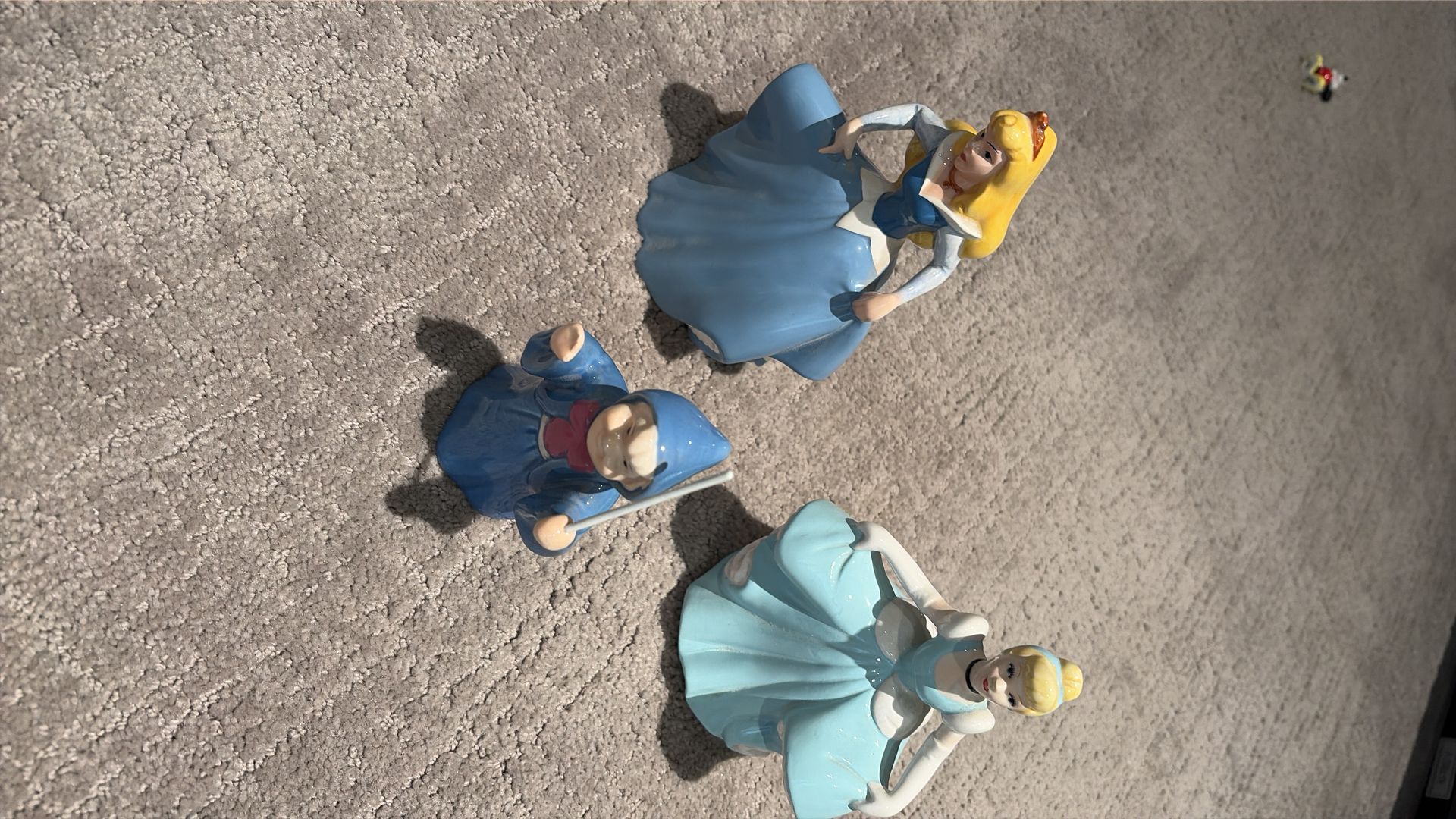 Vintage Walt Disney Porcelain figurines - 2 Cinderella 6” figurines and a Fairary Godmother